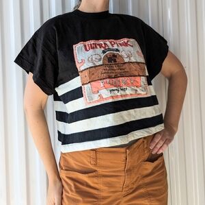 1980's VINTAGE CROPPED TEE ultra pink 80's M